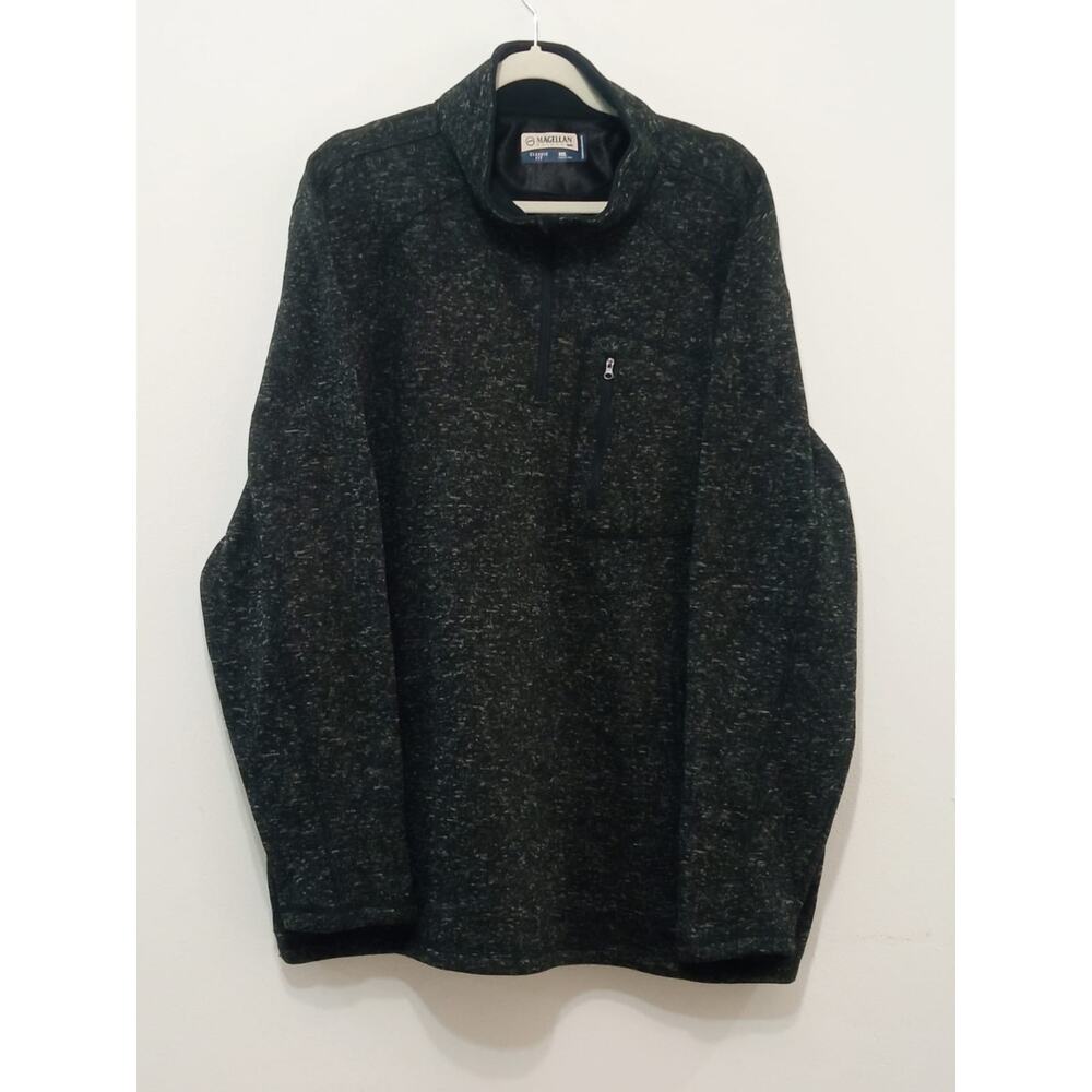 Magellan Outdoor Men's Classic Fit Gray Pullover Fleece 1/4 Zip Zip Pockets 2XL